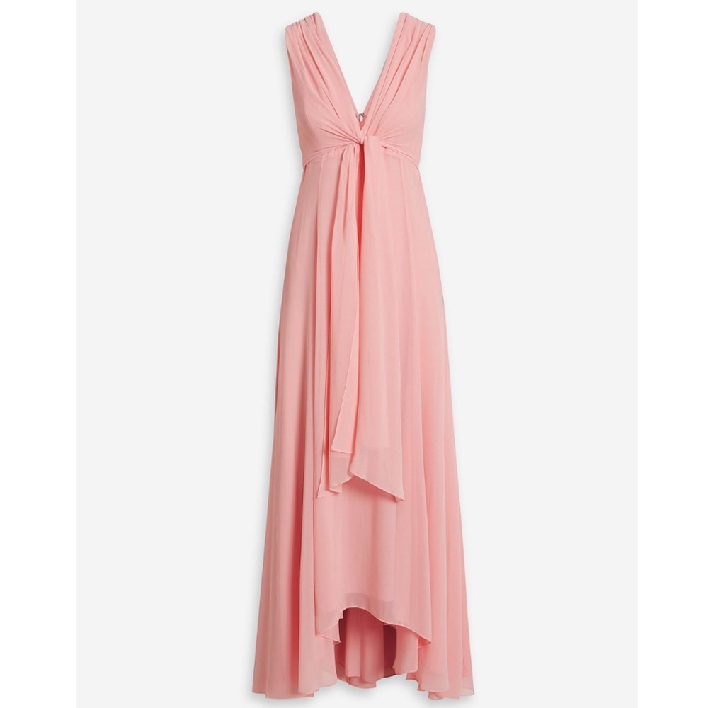 Badgley Mischka Front Knot High-Low Maxi Gown Baby Pink Maxi Dress Size 4 Small